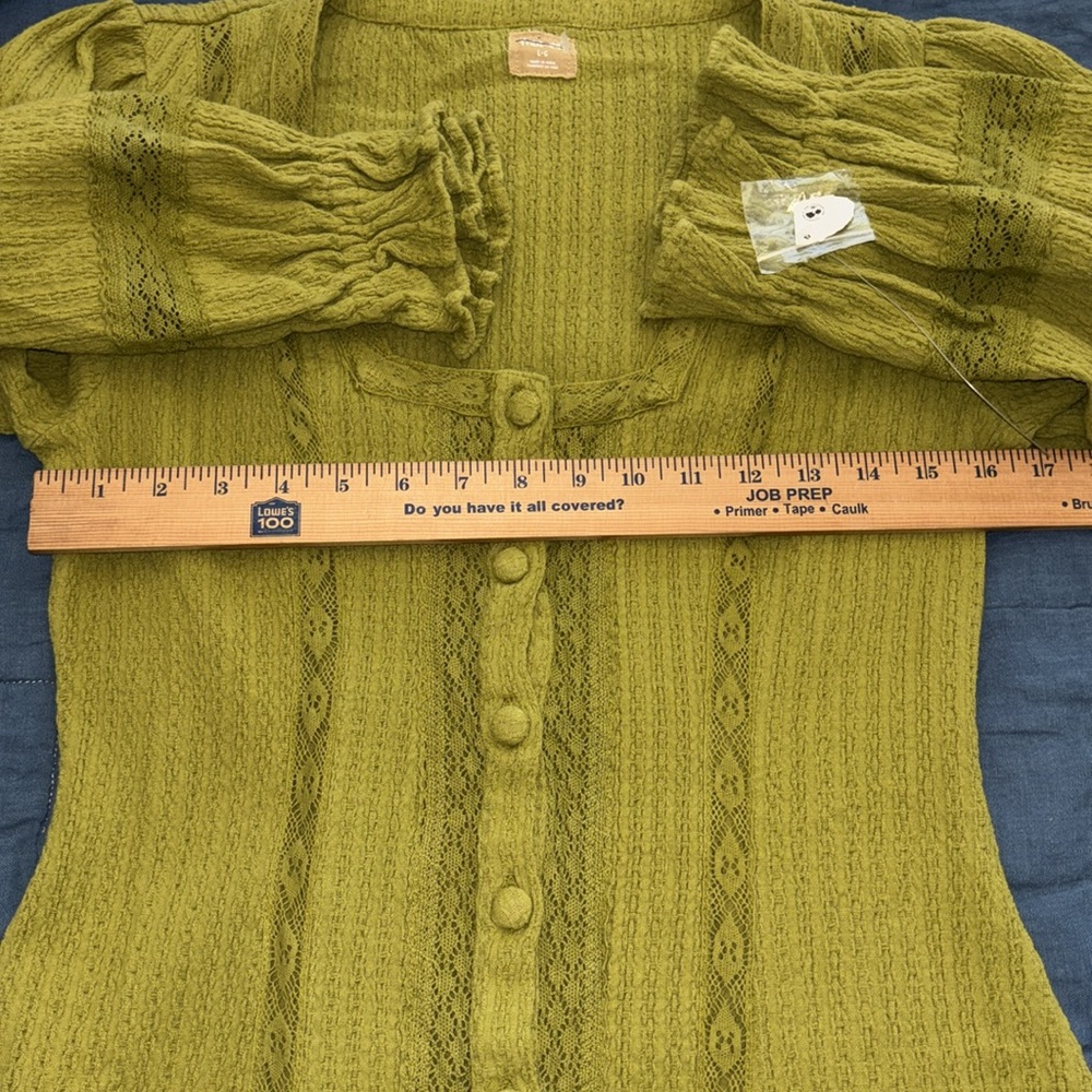 Free People Jules Mini Shift Dress NWT Color Golden Lime - Picture 6 of 10